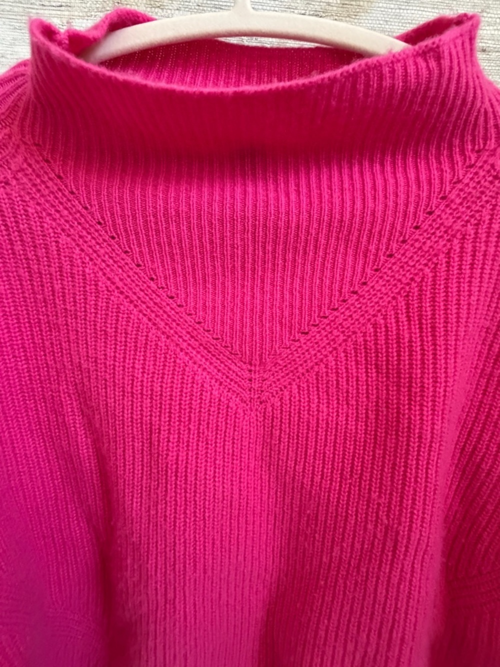 Small Anthropologie enza ribbed cashmere long sleeve sweater Hot bright Pink - Picture 8 of 17